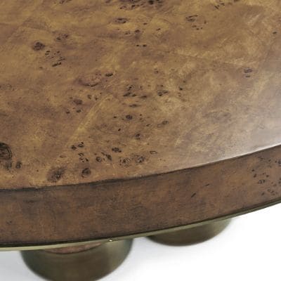 Close-up of the distressed wooden top surface of the table.