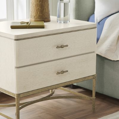 Angelina Nightstand - Sleek White Oak & Brass Design