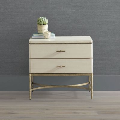 Angelina Nightstand - Sleek White Oak & Brass Design