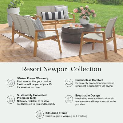 Frontgate Resort Newport Teak Chaises with Quick-Dry Mesh Sling