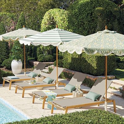 Frontgate Resort Newport Teak Chaises with Quick-Dry Mesh Sling