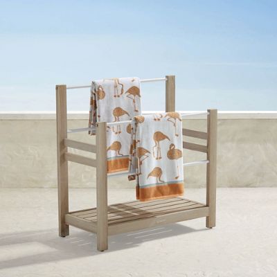 Frontgate Resort Teak Towel Stand with Stainless Steel Rods & Weather ...