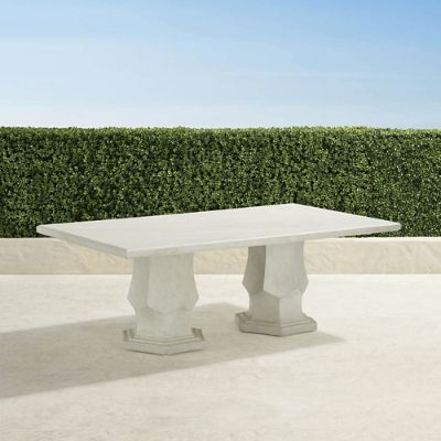 Henley Rectangular Dining Table & All-Weather Faux Stone for Six
