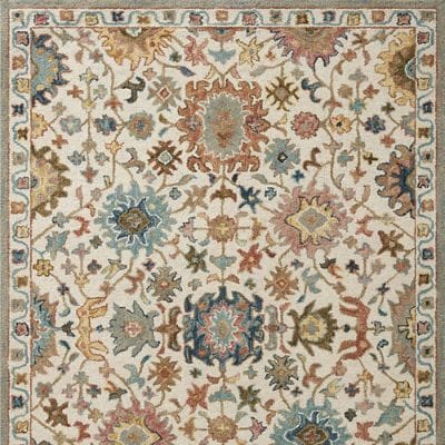 Lois Hand-Hooked Rug with Multicolor Wool Pile & Finished Edges