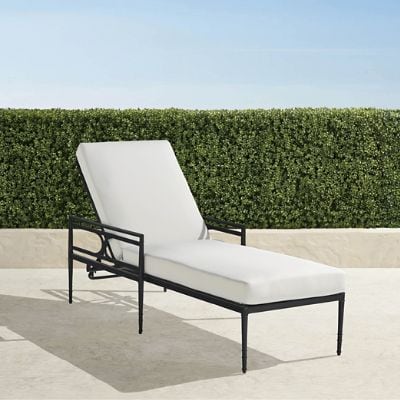 Angelina Chaise Lounge with Weather-Resistant Cushions & Jet Black