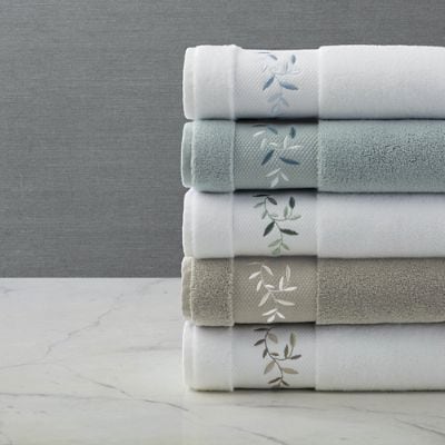 Frontgate Resort Lillia Bath Towels & Embroidered Two-Toned Leaf Design
