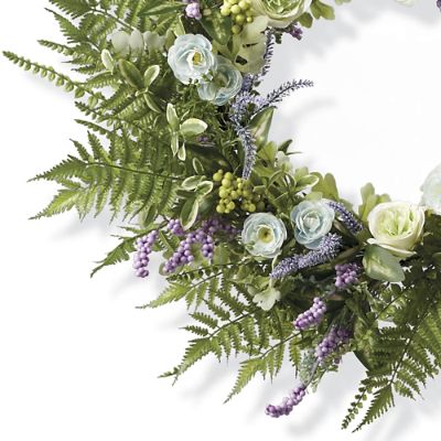 Wild Rose & Mixed Berry Wreath with Lifelike Foliage for Indoor