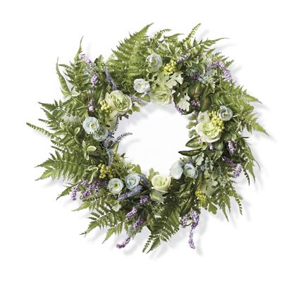 Wild Rose & Mixed Berry Wreath with Lifelike Foliage for Indoor