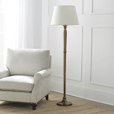 Skylar Floor Lamp with Tapered Shade & Burnished Brass Finish