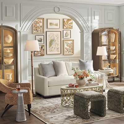 Skylar Floor Lamp with Tapered Shade & Burnished Brass Finish