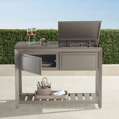 Frontgate Resort Newport Console with Beverage Tub & Modern Aluminum Design