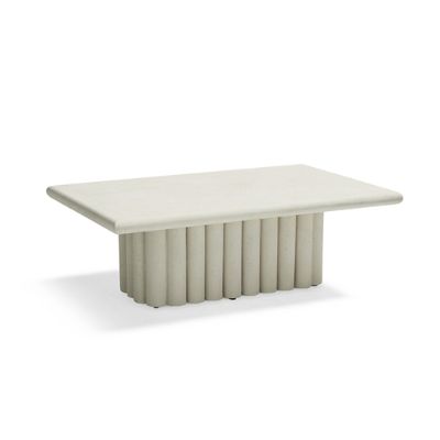Tropea Coffee Table with Fluted Stone Base & 2-Inch Thick Top for