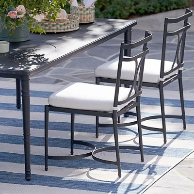 Angelina Jet Black Aluminum Dining Table with Umbrella Hole & 10
