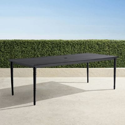 Angelina Jet Black Aluminum Dining Table with Umbrella Hole & 10