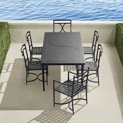 greensboro369꧁enfant アンファン꧂ダイニングテーブル Angelina 7-pc. Dining Set in Jet Black Aluminum with Neoclassical