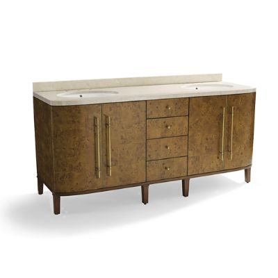 Brando 72 Double Bath Vanity With Crema Marfil Marble Brass Photo Inspiration