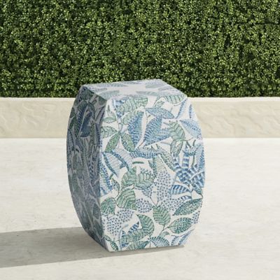 Handpainted Mosaic Vinery Stool - Blue & Green