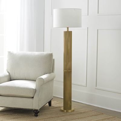 Calloway Ribbed Brass Floor Lamp with Dimmer Switch & 8' Clear Cord