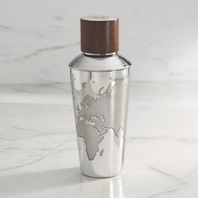World Map Cocktail Shaker with Antique-Inspired Design