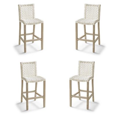 Isola 4-pc. Bar Stool in Weathered Teak & Washed White Wicker