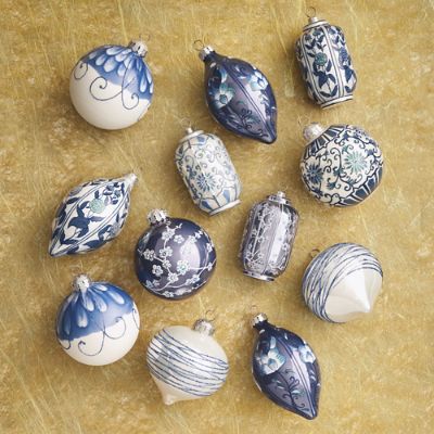 Azure Adornment Ornaments, Set of 12 | Frontgate