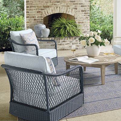 Savannah Lounge Chair with Cushions in Peacock Wicker | Frontgate