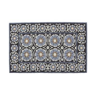 Flower Floor Mat / Black × White Black And White Y2K Flower Rug - Dingmun