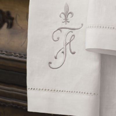 FleurdeLis Monogrammed Linen Guest Towels Frontgate