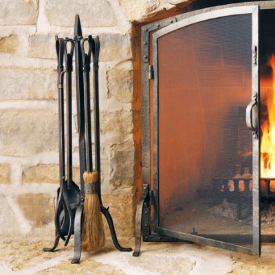 Old World Single Panel Fireplace Screen Frontgate