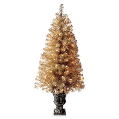 Gold and Platinum Christmas Tree in Urn Frontgate