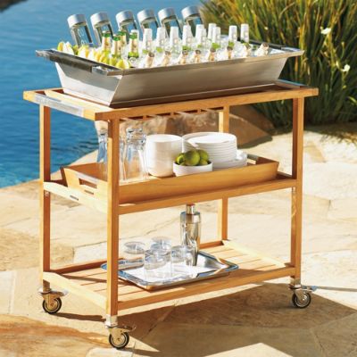 Teak Bar Cart and Accessories Frontgate