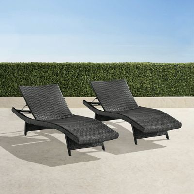 Original Balencia Black Chaise Lounges Set of Two with Weather Defying Wicker Adjustable Backrest