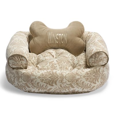 Designer Print Comfy Couch Pet Bed In Khaki Damask Frontgate
