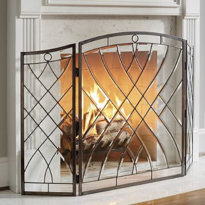 Victoria BeveledGlass Fireplace Screen  Frontgate