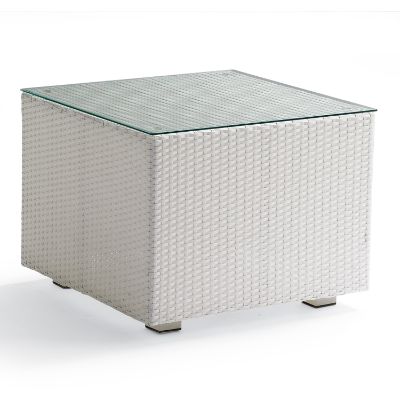 Metropolitan White Glasstop Side Table Frontgate