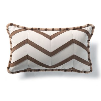 Chevron Lumbar Pillow in White and Cocoa Frontgate