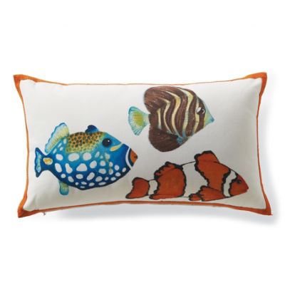 Outdoor Hand-painted School of Fish Lumbar Pillow | Frontgate
