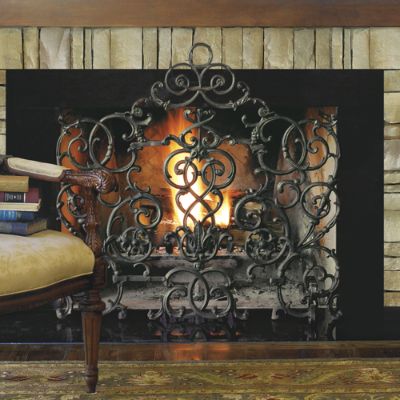 Vineyard Cast Iron Scroll Fireplace Screen | Frontgate