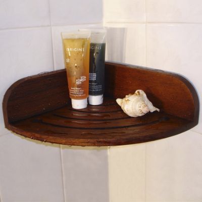 Teak Suction Corner Shower Shelf Frontgate