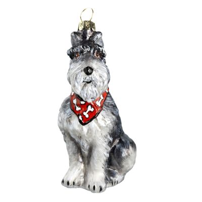 Grey Schnauzer with Bandana Ornament | Frontgate