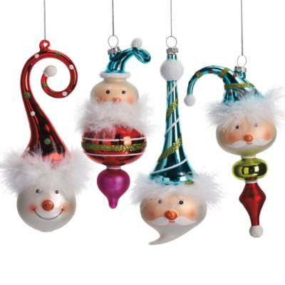 Set of 8 Holiday Faces Ornaments Frontgate