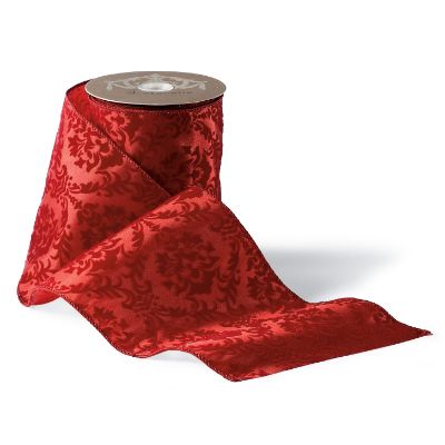Red Burnout Damask Ribbon | Frontgate
