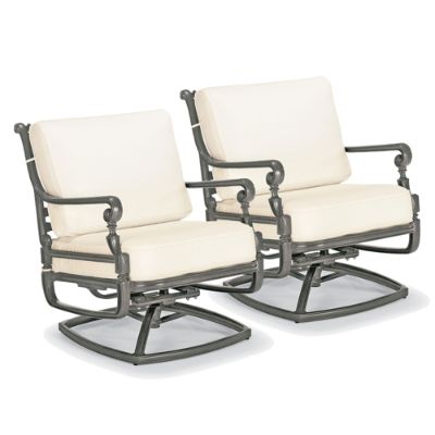 Set of Two Carlisle Swivel Rocker Lounge Chairs with Cushions in Slate