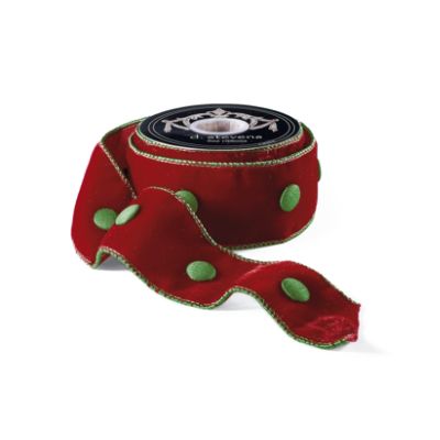 Green Button Red Velvet Ribbon | Frontgate