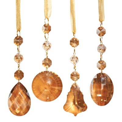 Set of 24 Amber Crystal Drop Ornaments | Frontgate