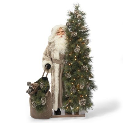Platinum Christmas Joy Santa Figure | Frontgate
