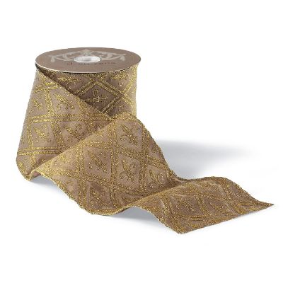 Gold Fleur de Lis Dupioni Ribbon | Frontgate