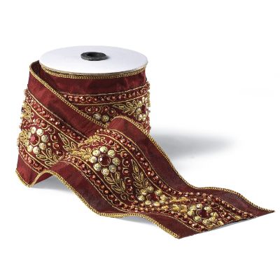 Jeweled Burgundy Ribbon Frontgate