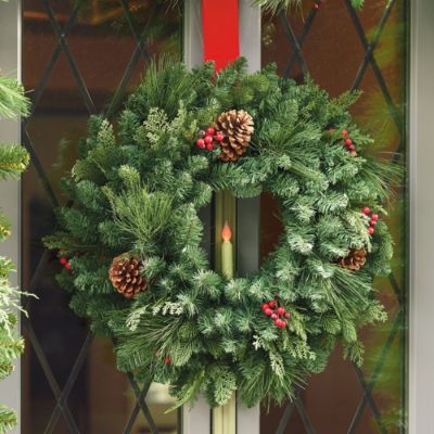 Classic Window Wreath With Taper Candle 