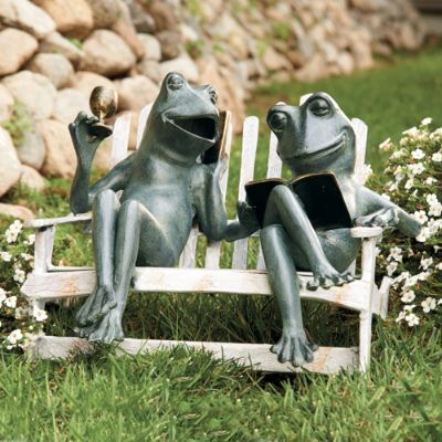 Frog Couple Figurine, Garden Sculptures ,Couple Frogs ,Frog Garden Ornament  ,for Style A 